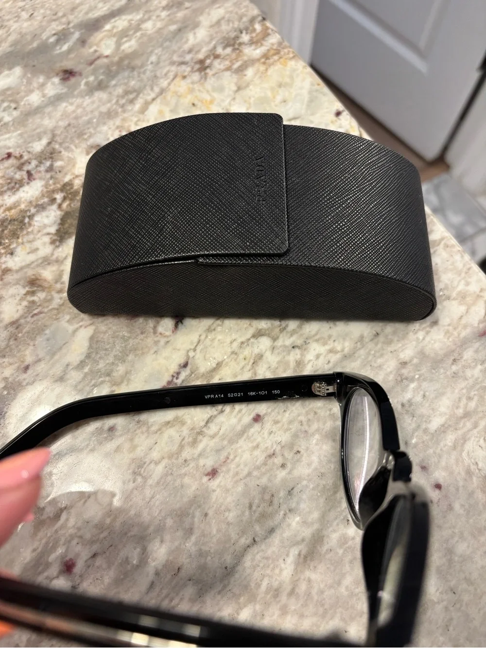 Prada Black Round Acetate Optical Glasses with Case
